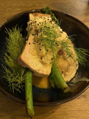 Vegan Salmon with broccoli   at Meet Vegano in Malaga