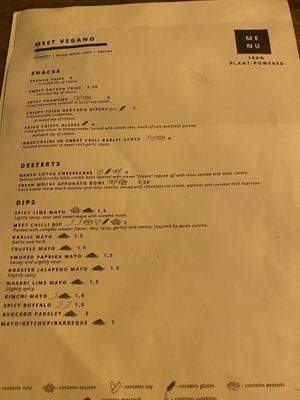 Menu  at Meet Vegano in Malaga