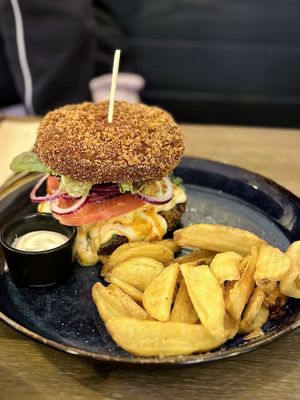 Crunchy burger  at Meet Vegano in Malaga