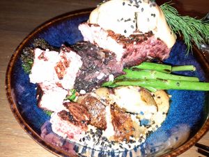 Vegan 'salmon' at Meet Vegano in Malaga