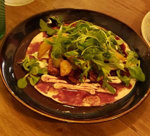 Wine braised tempeh was very good at Meet Vegano in Malaga