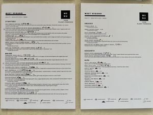 Menu in April 2023  at Meet Vegano in Malaga