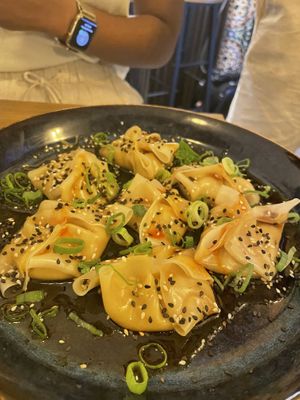 Edamame and truffle dumplings   at Meet Vegano in Malaga