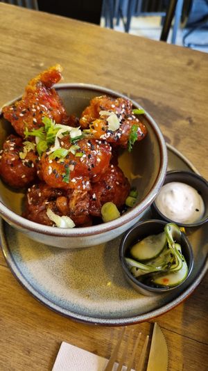 Cauliflower wings (quite soft and juicy) at Meet Vegano in Malaga