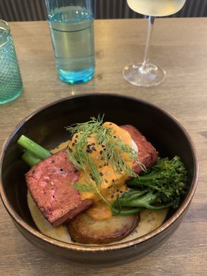 The Salm’n Broccolini Bowl  at Meet Vegano in Malaga