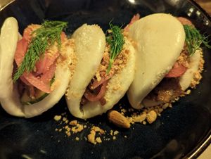 Miso oyster mushroom bao at Meet Vegano in Malaga
