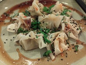 Edamame truffle dumplings at Meet Vegano in Malaga