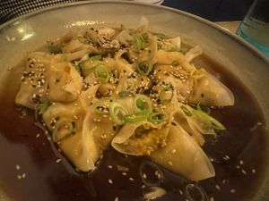 Edamame dumplings   at Meet Vegano in Malaga