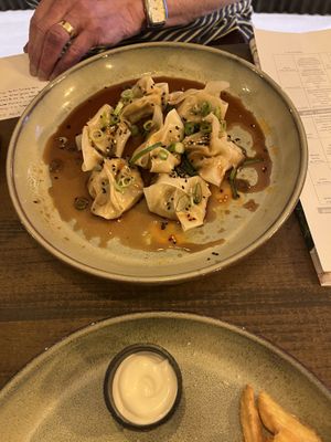 Truffle edamame dumplings #Veganuary at Meet Vegano in Malaga