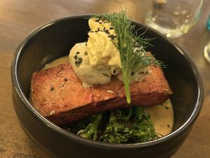 Salmon bowl  at Meet Vegano in Malaga