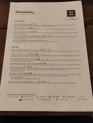 Menu at Meet Vegano in Malaga