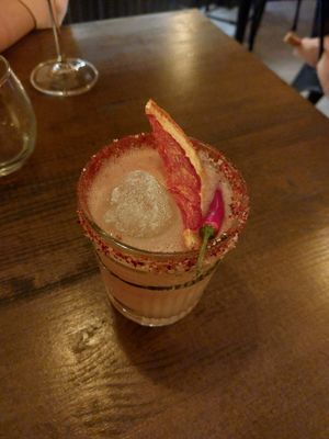 Spicy grapefruit magerita at Meet Vegano in Malaga