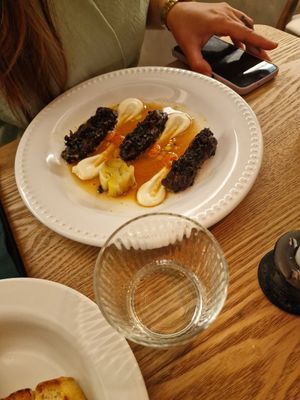 Tiny fermented seitan dish 23€ at Meet Vegano in Malaga