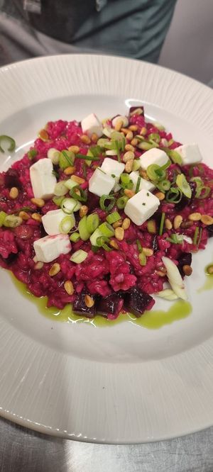 Began Beetroot, Spring Onion and Feta Risotto at The Bay Tree in Kinver