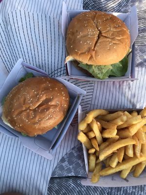 Megan, Chad and Fries  at Huxtaburger Highgate in Highgate
