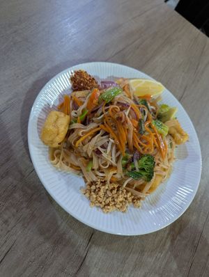 Vegan pad Thai with tofu at Lemongrass Thai Street Food in Sheffield