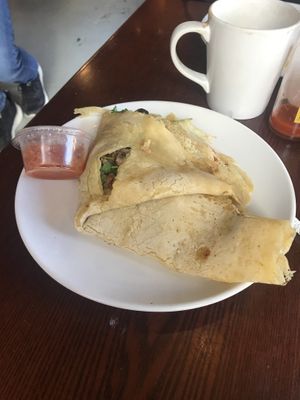 vegan zuchini crepe w vegan sausage  at Rooster - Washington Ave in St Louis