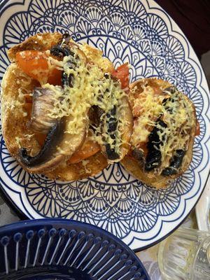 Chia buns with mushroom, tomato and cheez   at Talbot House in Pateley Bridge