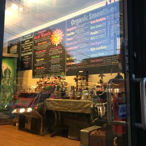 Menu through window at Blissed Out in Vineyard Haven