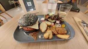 Vegan burger with tofu at MYND Adeje in Tenerife