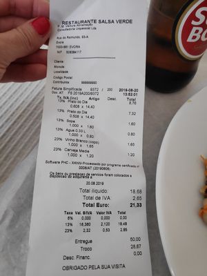 Precios muy baratos at Salsa Verde in Evora