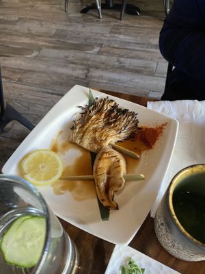 Shared plates - Grilled Mushrooms (already ate most of it before I took a picture, so tastey!!)  at Tane Vegan Izakaya in Berkeley