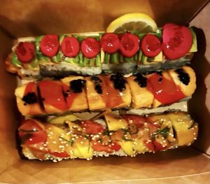 Ewa roll, Pokai roll and Kailua roll  at Tane Vegan Izakaya in Berkeley