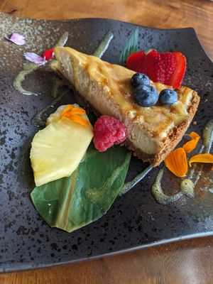 Passion fruit cheesecake at Tane Vegan Izakaya in Berkeley