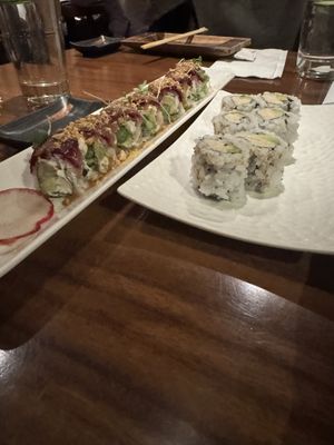 Leahi (left) and California roll (right) #Veganuary at Tane Vegan Izakaya in Berkeley