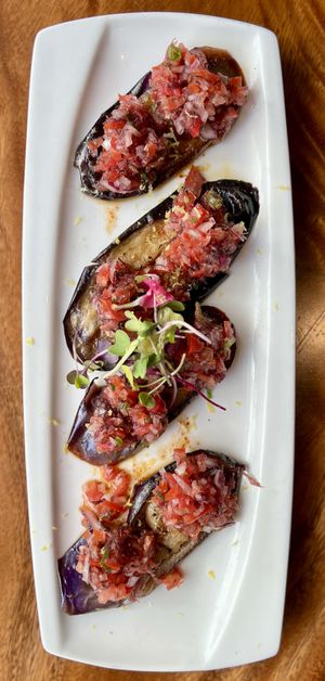 Eggplant tataki   at Tane Vegan Izakaya in Berkeley