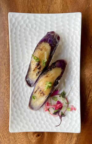 Eggplant nigiri   at Tane Vegan Izakaya in Berkeley