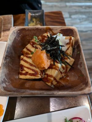 Agedashi tofu at Tane Vegan Izakaya in Berkeley