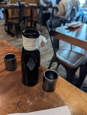 Hot sake at Tane Vegan Izakaya in Berkeley