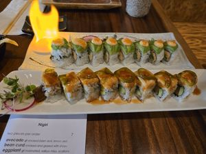 Sunset (top), Point reyes (bottom) at Tane Vegan Izakaya in Berkeley