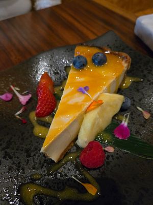 Passionfruit cheesecake at Tane Vegan Izakaya in Berkeley