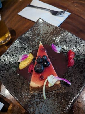 Blueberry cheesecake at Tane Vegan Izakaya in Berkeley