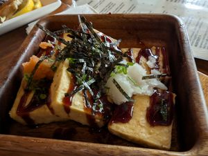 Agedashi tofu at Tane Vegan Izakaya in Berkeley
