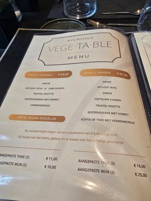 Menu (January 2025) at Vege•ta•ble in Wortegem-petegem