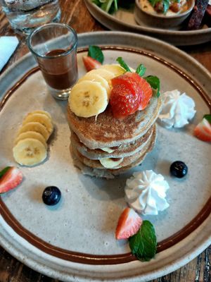 Pancake with chocolate sauce at Alchemy in Ubud