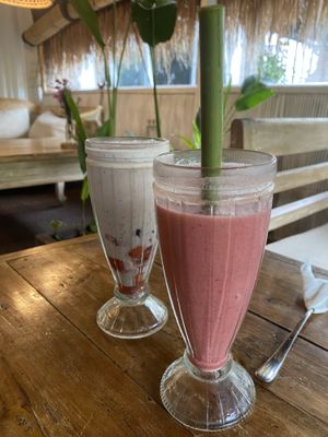 Strawberries and cream and chia pudding  at Alchemy in Ubud