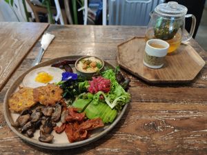 Vegan Champion Breakfast (even the egg is vegan) at Alchemy in Ubud