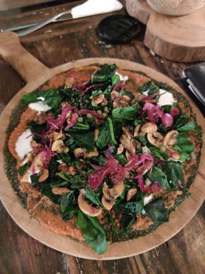 Spinach Pizza at Alchemy in Ubud