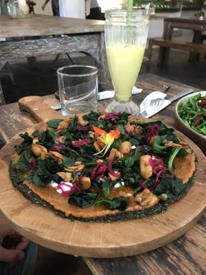 Mushroom spinach pizza   at Alchemy in Ubud