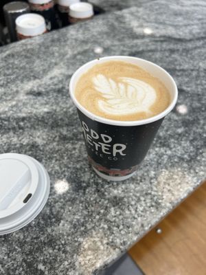 Cute latte art  at Odd Meter Coffee Co. in Salem