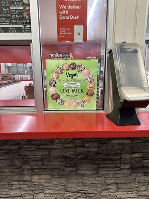 Advertising vegan shakes  at Bruster's Real Ice Cream in Aptos