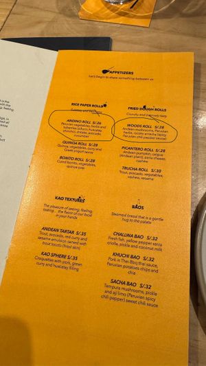 Dishes marked are vegan (possible)  at Kao Thai and Peruvian Cuisine in Arequipa