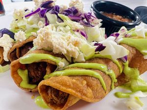 Rolled tacos. Taco types change every Tuesday!  at Midtown Vegan Deli & Market in Tucson