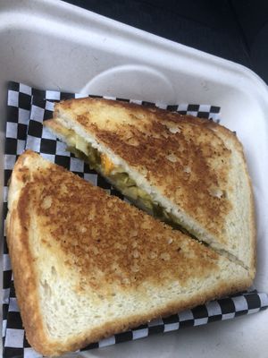 “Game Changer Grilled Cheese” (I added Jalapeños🤤).  at Midtown Vegan Deli & Market in Tucson