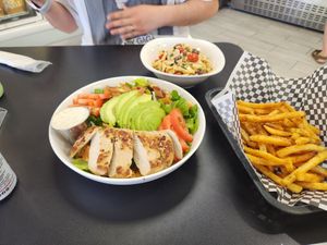 Vegab chicken salad was delicious. Greek pasta was ok, but if you REALLY like olive, it's for you. at Midtown Vegan Deli & Market in Tucson