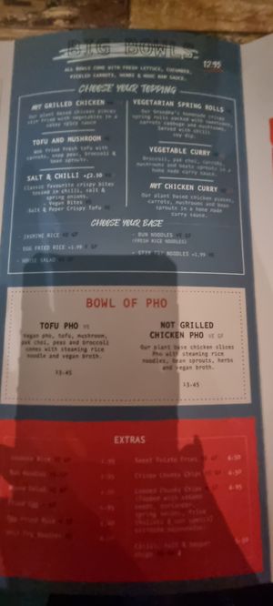 Vegan menu part 2 at Vietnamese Street Kitchen in Birmingham